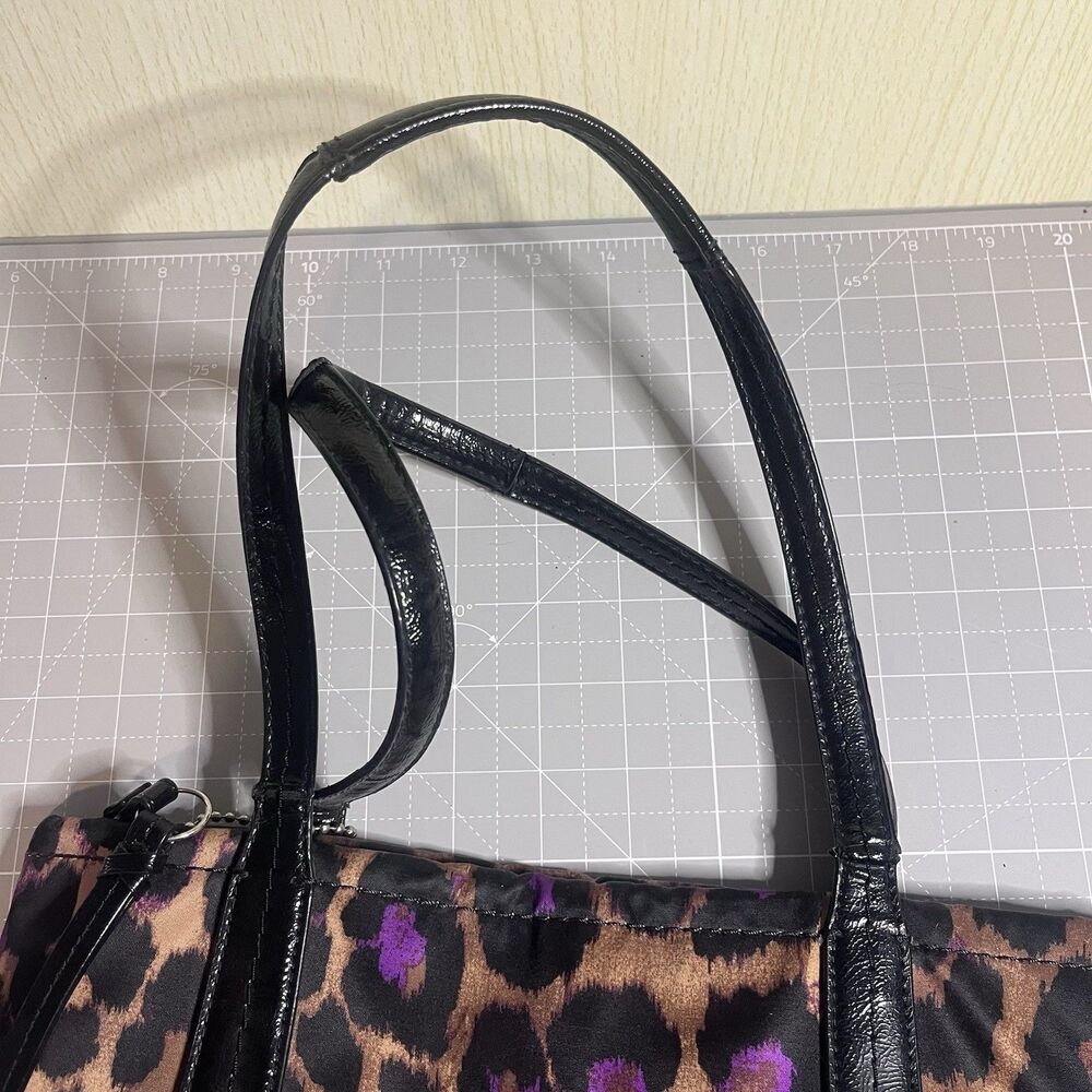Coach Signature Ocelot Leopard Print Tote F25282 – Black/Purple/Brown Sateen - Picture 5 of 9